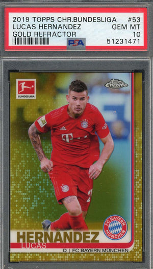 Lucas Hernandez 2019 Topps Chrome Bundesliga Gold Refractor Card PSA 10 /50-Powers Sports Memorabilia