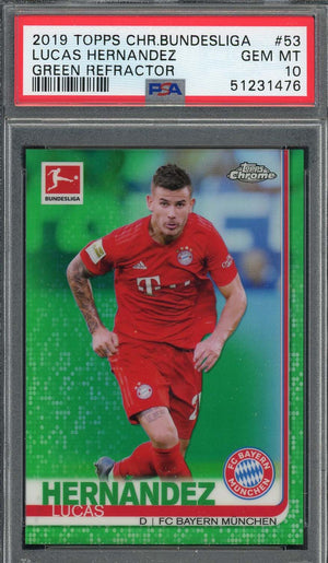 Lucas Hernandez 2019 Topps Chrome Bundesliga Green Refractor Card PSA 10 /99-Powers Sports Memorabilia