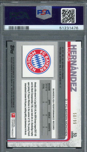 Lucas Hernandez 2019 Topps Chrome Bundesliga Green Refractor Card PSA 10 /99-Powers Sports Memorabilia