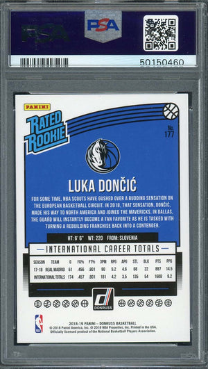 Luka Doncic 2018 Panini Donruss Basketball Rookie Card RC #177 Graded PSA 10-Powers Sports Memorabilia