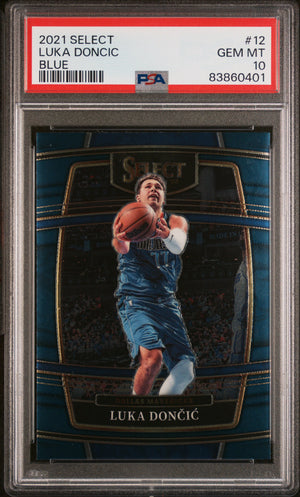Luka Doncic 2021 Panini Select Blue Basketball Card #12 Graded PSA 10-Powers Sports Memorabilia