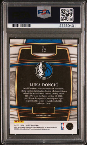 Luka Doncic 2021 Panini Select Blue Basketball Card #12 Graded PSA 10-Powers Sports Memorabilia