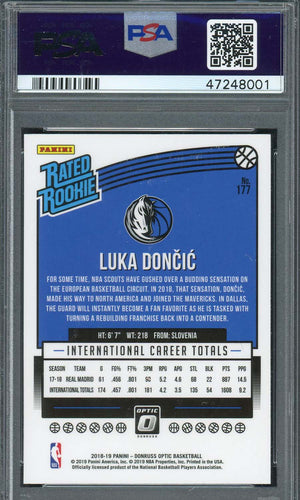 Luka Doncic 2018 Panini Donruss Optic Basketball Rookie Card #177 Graded PSA 9