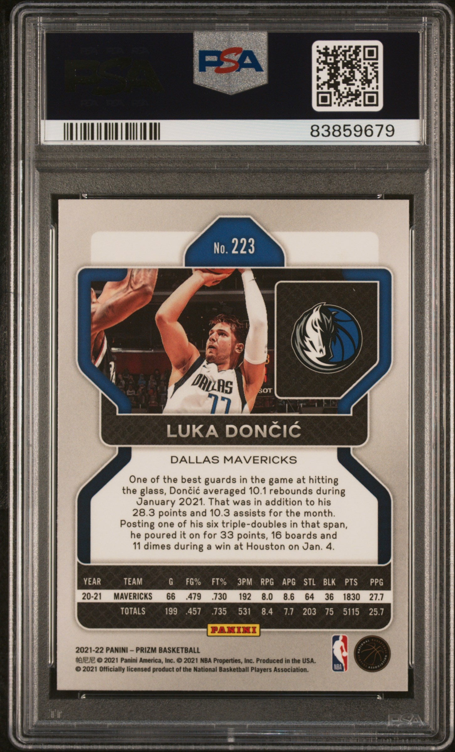 Luka Doncic 2021 Panini Prizm Basketball Card #223 Graded PSA 10-Powers Sports Memorabilia