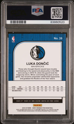 Luka Doncic 2019 Panini Hoops Premium Stock Basketball Card #39 Graded PSA 10-Powers Sports Memorabilia