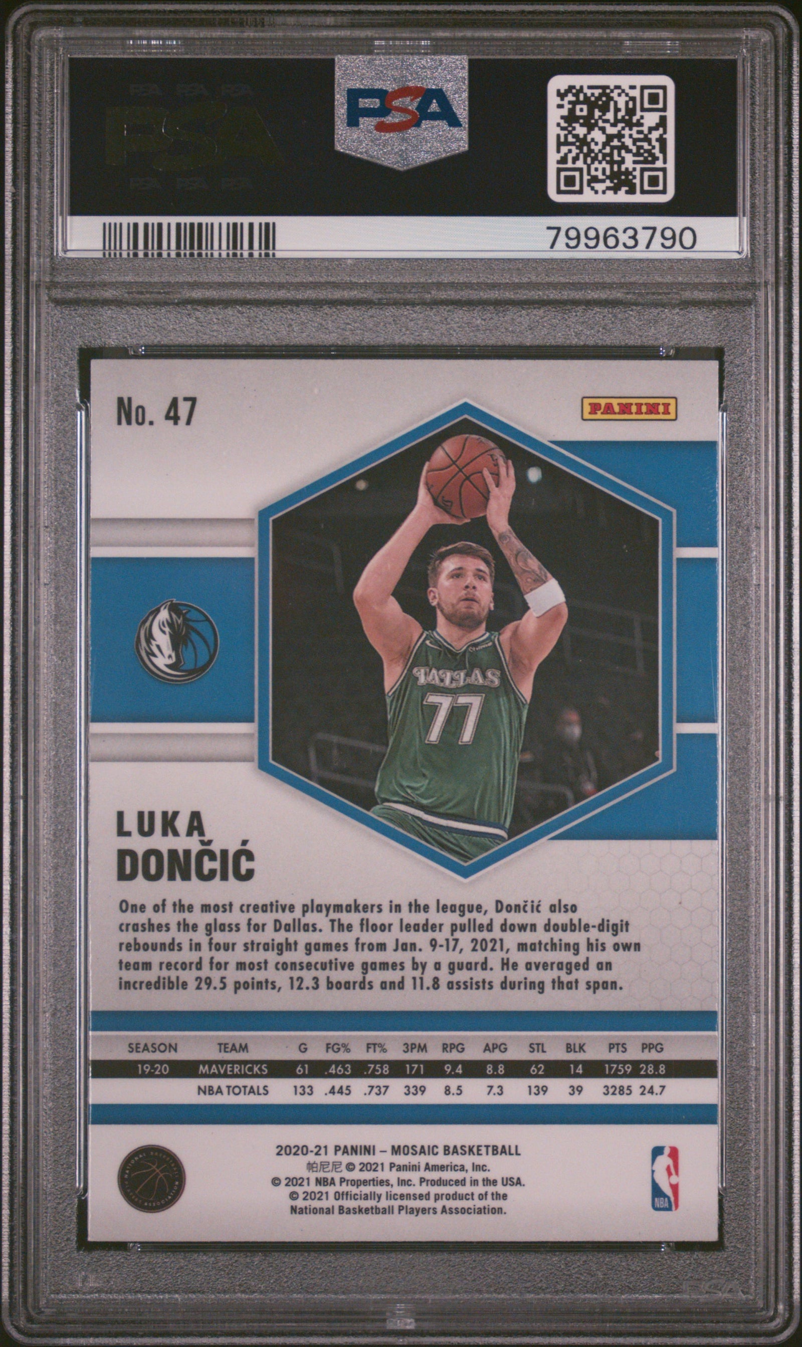 Luka Doncic 2020 Panini Mosaic Basketball Card #47 Graded PSA 10-Powers Sports Memorabilia
