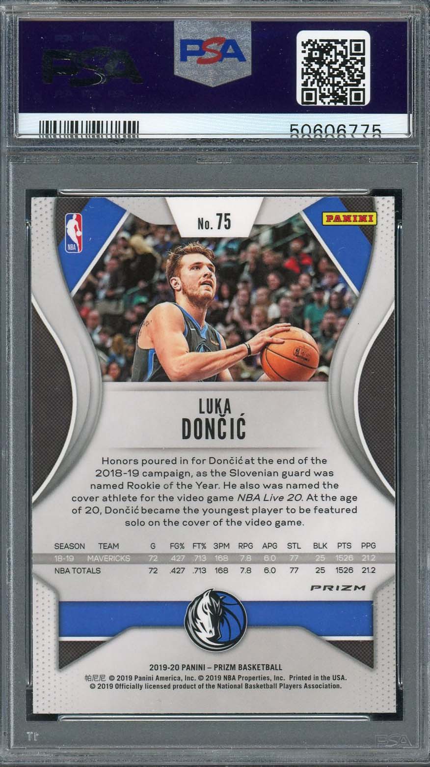 Luka Doncic 2019 Panini Prizm Green Prizm Basketball Card #75 Graded PSA 10-Powers Sports Memorabilia
