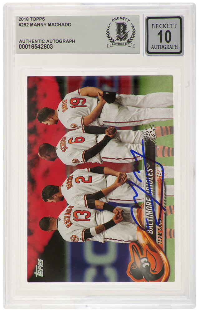 Manny Machado Baltimore Orioles Autographed 2018 Topps Baseball Card #292