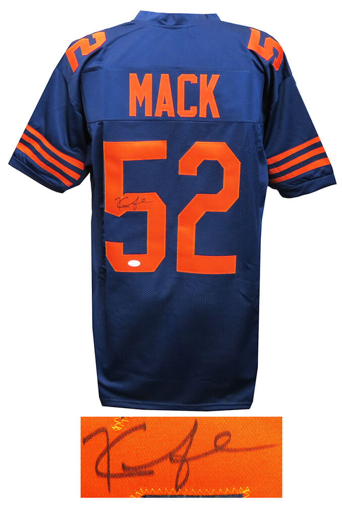 Khalil Mack Autographed Navy Throwback Custom Football Jersey-Powers Sports Memorabilia