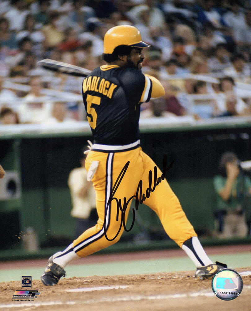 Bill Madlock Autographed Pittsburgh Pirates Black Jersey Batting 8x10 Photo-Powers Sports Memorabilia