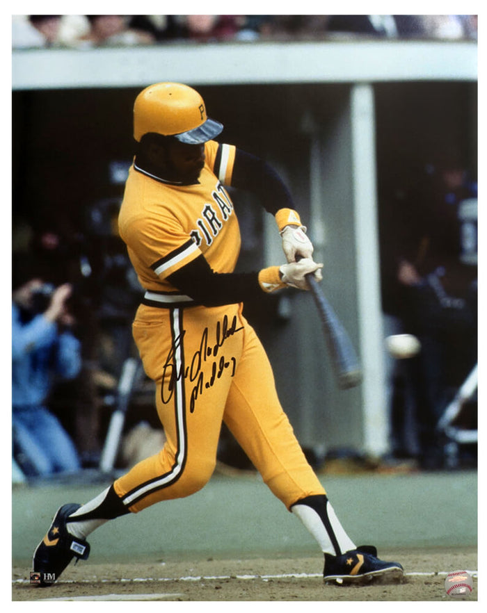 Bill Madlock Autographed Pittsburgh Pirates Action 16x20 Photo with Mad Dog (In Black)-Powers Sports Memorabilia