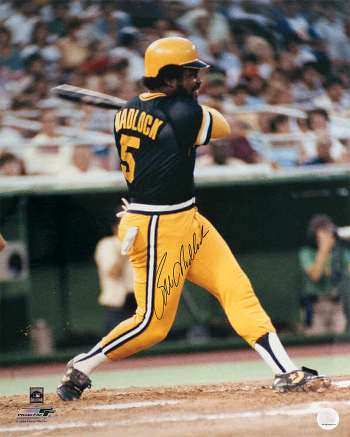Bill Madlock Autographed Pittsburgh Pirates Black Jersey Swinging 16x20 Photo-Powers Sports Memorabilia