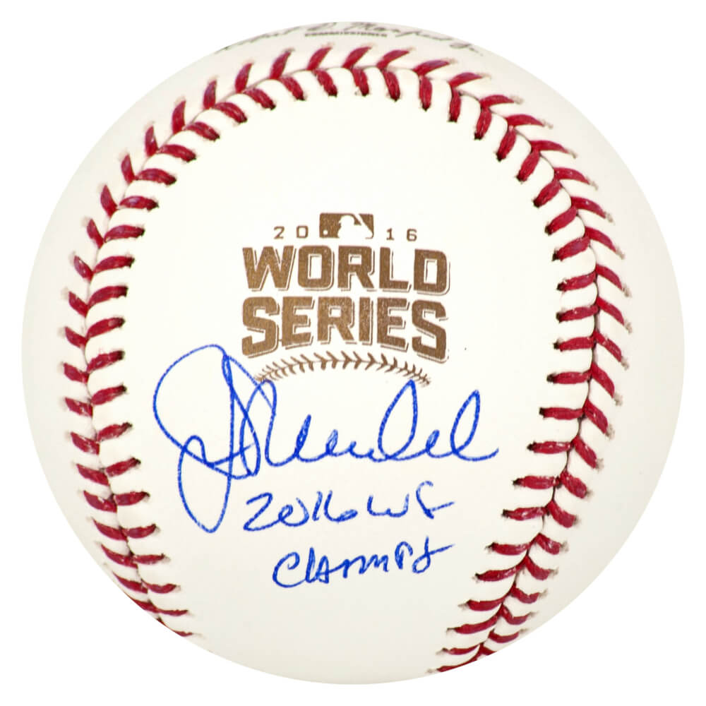 Joe Maddon Autographed Rawlings 2016 World Series Baseball with 2016 WS Champs-Powers Sports Memorabilia