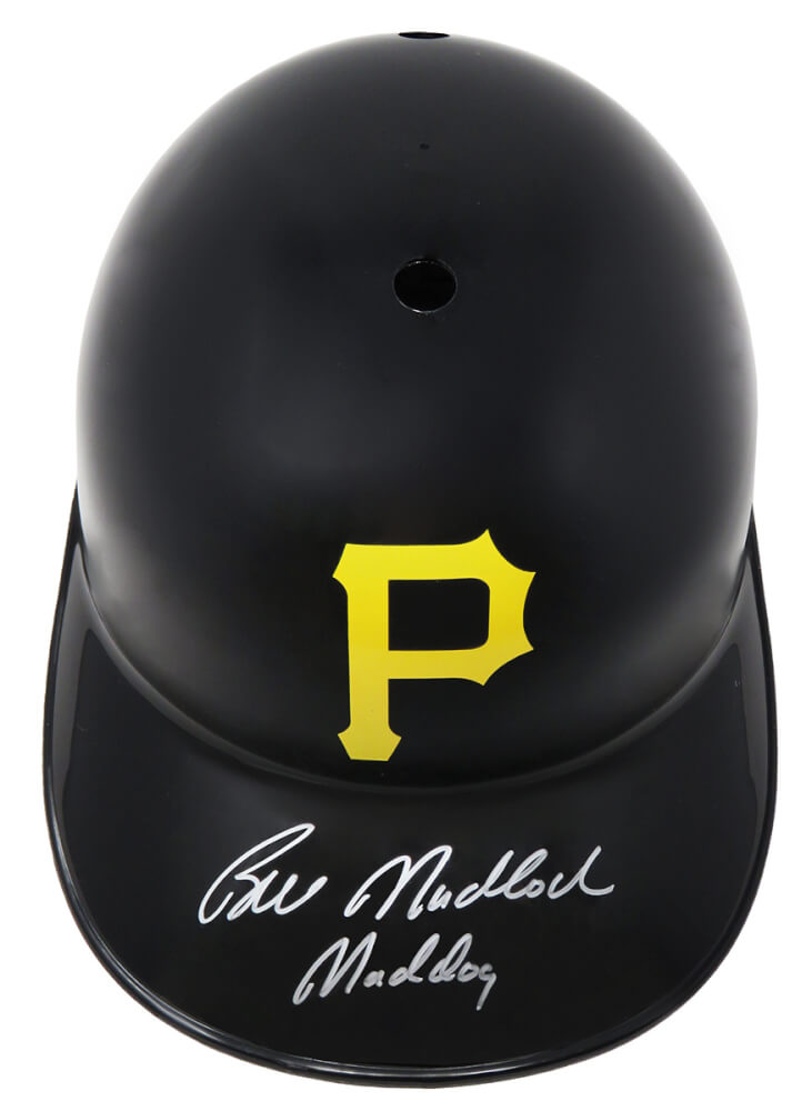 Bill Madlock Autographed Pittsburgh Pirates Replica Batting Helmet with Mad Dog-Powers Sports Memorabilia