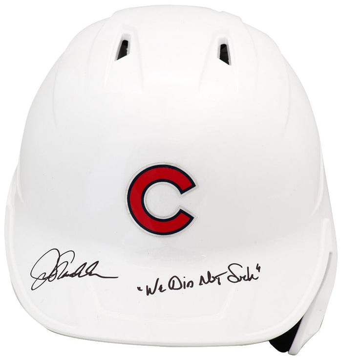 Joe Maddon Chicago Cubs Autographed White Rawlings Full Size Batting Helmet-Powers Sports Memorabilia