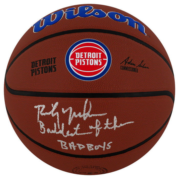 Rick Mahorn Detroit Pistons Autographed Logo Wilson Alliance NBA Basketball-Powers Sports Memorabilia