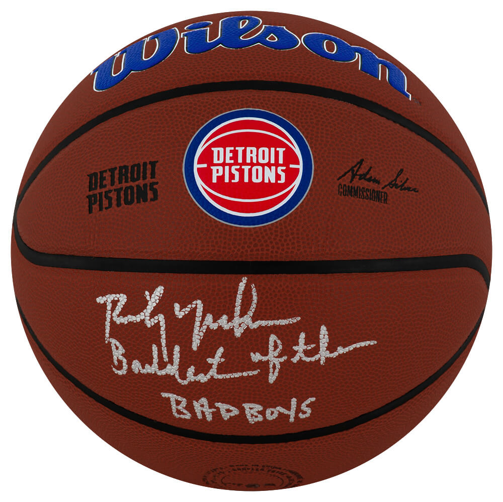 Rick Mahorn Detroit Pistons Autographed Logo Wilson Alliance NBA Basketball