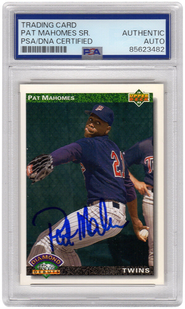 Pat (Patrick) Mahomes Sr. Autographed Twins 1992 Upper Deck Rookie Baseball Card #776 - (PSA Encapsulated)-Powers Sports Memorabilia
