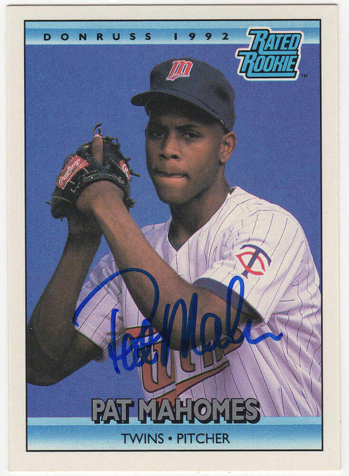 Pat (Patrick) Mahomes Sr. Autographed Minnesota Twins 1992 Donruss Rate Rookie Baseball Card #403-Powers Sports Memorabilia
