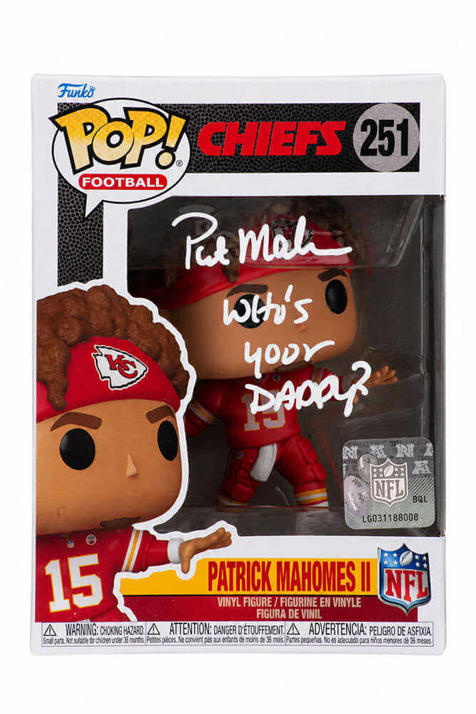 Pat (Patrick) Mahomes Sr. Autographed Kansas City Chiefs Funko Pop Doll #251 with Who's Your Daddy?-Powers Sports Memorabilia