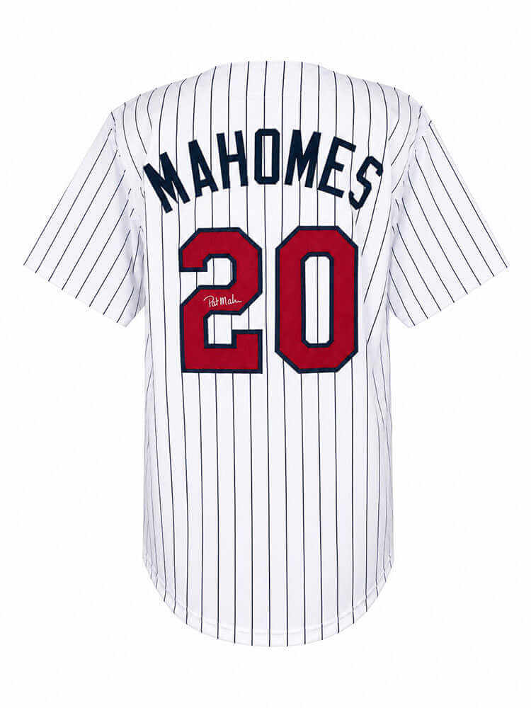 Pat (Patrick) Mahomes Sr. Autographed White Pinstripe Custom Baseball Jersey-Powers Sports Memorabilia