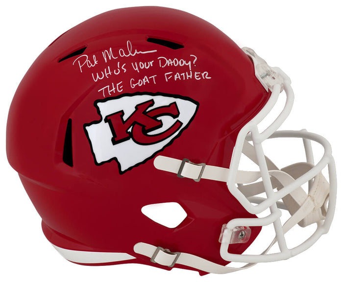 Pat (Patrick) Mahomes Sr. Autographed Kansas City Chiefs Riddell Full Size Speed Replica Helmet with 2-Inscriptions-Powers Sports Memorabilia
