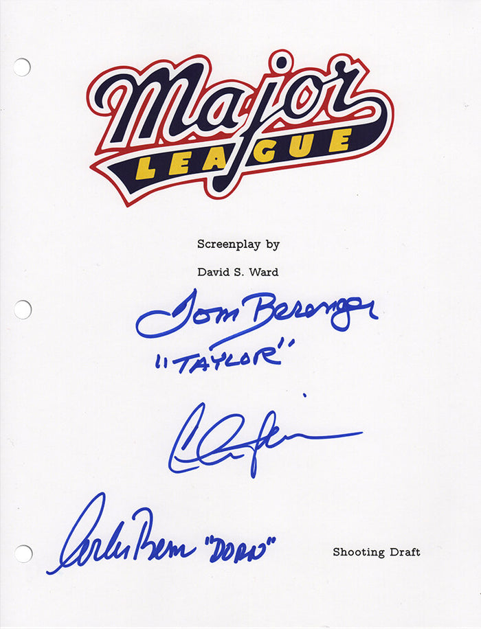 Charlie Sheen, Corbin Bernsen & Tom Berenger Autographed Major League Movie Script Cover Page with Taylor, Dorn-Powers Sports Memorabilia