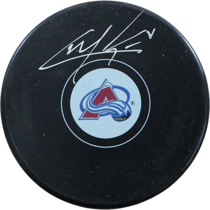 Cale Makar Signed Colorado Avalanche Logo Puck Fanatics-Powers Sports Memorabilia