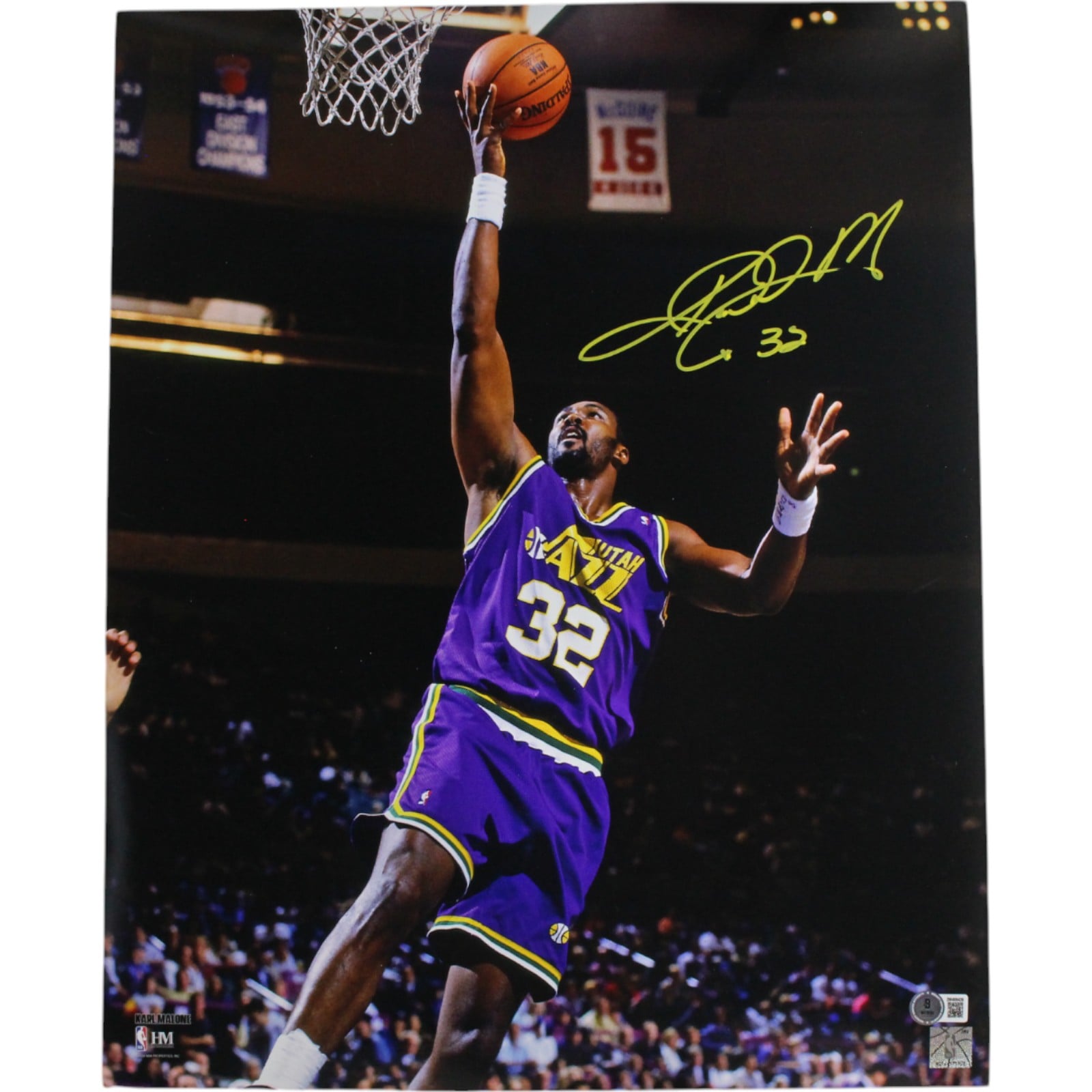 Karl Malone Autographed Utah Jazz 16x20 Photo – Beckett Witness Authenticated-Powers Sports Memorabilia