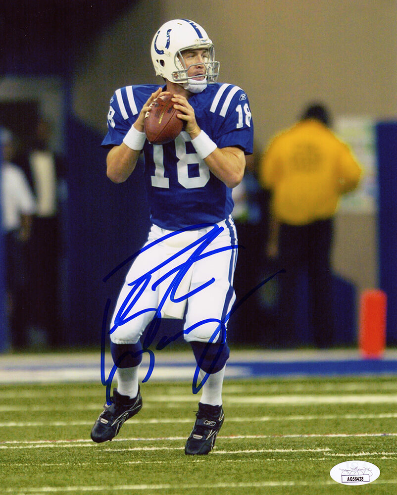 Peyton Manning Indianapolis Colts Autographed Jersey Two Hands On Ball 8x10-Powers Sports Memorabilia