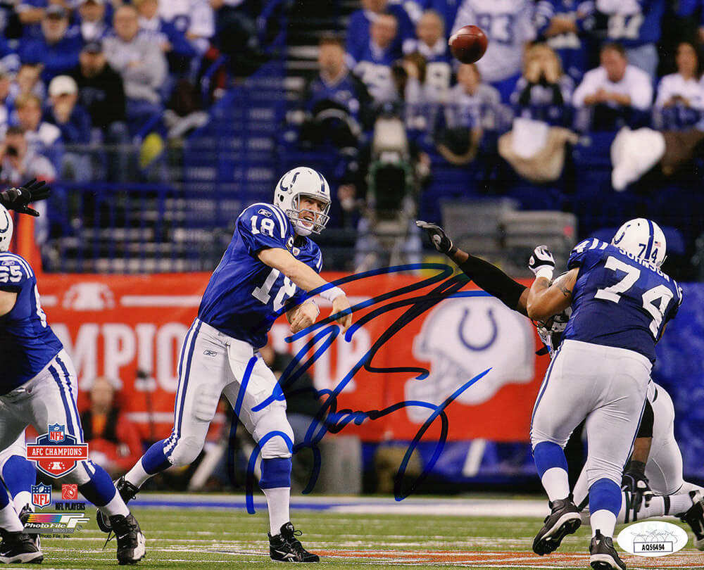 Peyton Manning Indianapolis Colts Autographed Jersey Passing 8x10 Photo JSA-Powers Sports Memorabilia
