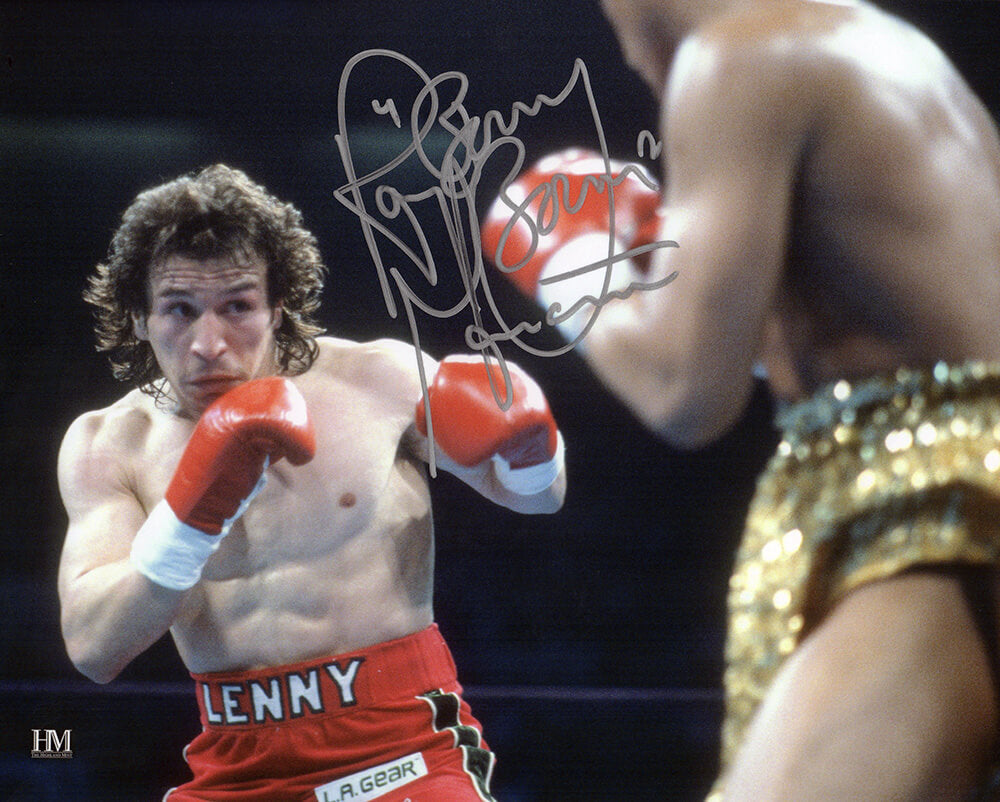 Ray Mancini Autographed Boxing Punching Action 8x10 Photo with Boom Boom-Powers Sports Memorabilia