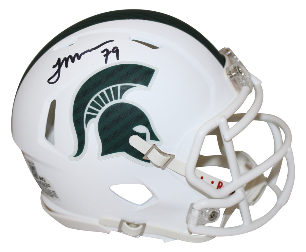 Tony Mandarich Michigan State Spartans Signed Mini Helmet - White Beckett Beckett-Powers Sports Memorabilia