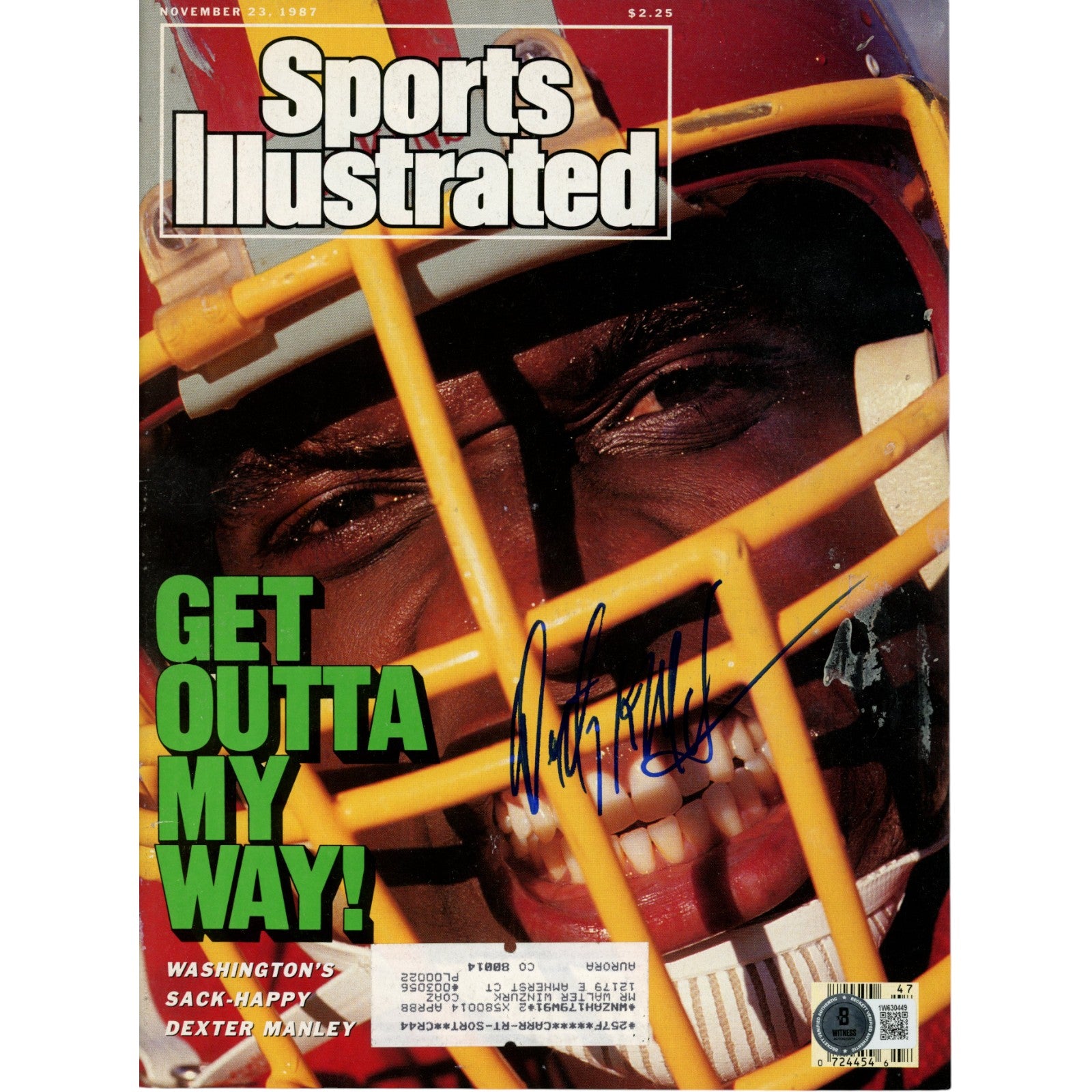 Dexter Manley Washington Redskins SI Signed Magazine 1987 Beckett Witness 51701 Beckett-Powers Sports Memorabilia