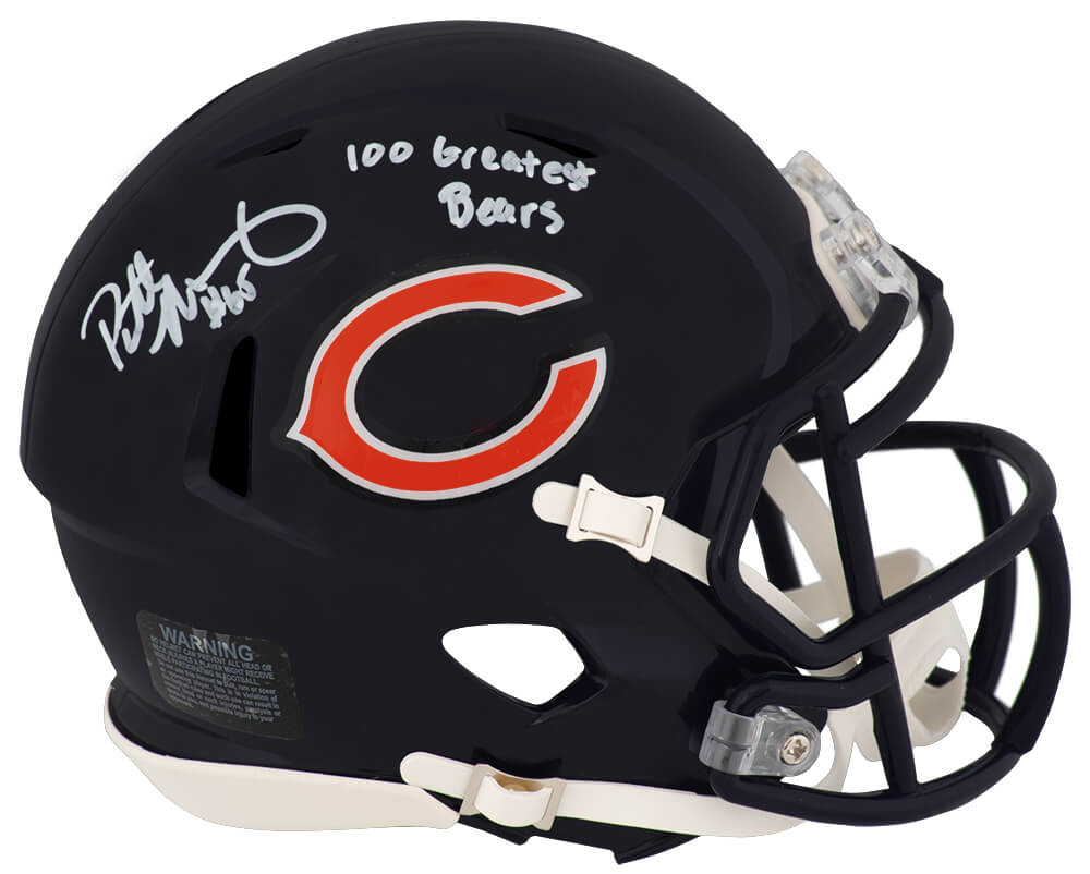 Patrick Mannelly Autographed Chicago Bears Riddell Speed Mini Helmet with 100 Greatest Bears-Powers Sports Memorabilia