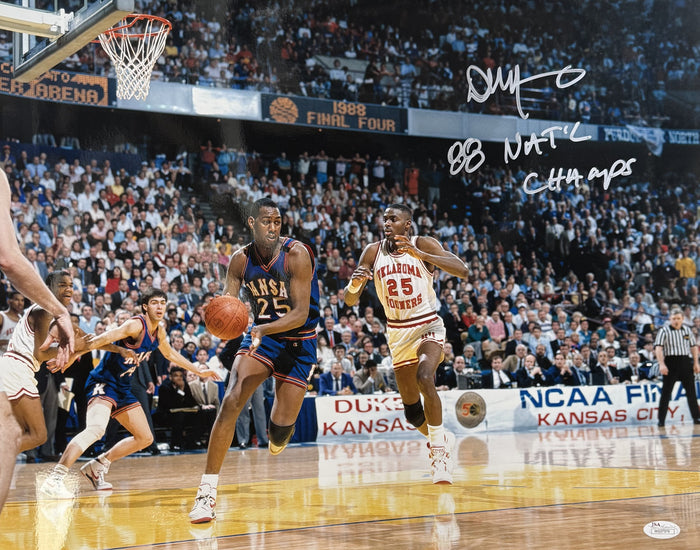Danny Manning Signed Kansas Jayhawks 16x20 Photo 88 Natl Champs – JSA Authenticated-Powers Sports Memorabilia