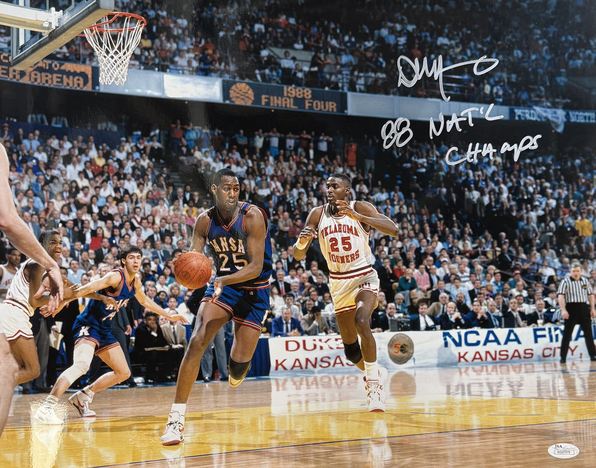 Danny Manning Signed Kansas Jayhawks 16x20 Photo 88 Natl Champs – JSA Authenticated-Powers Sports Memorabilia