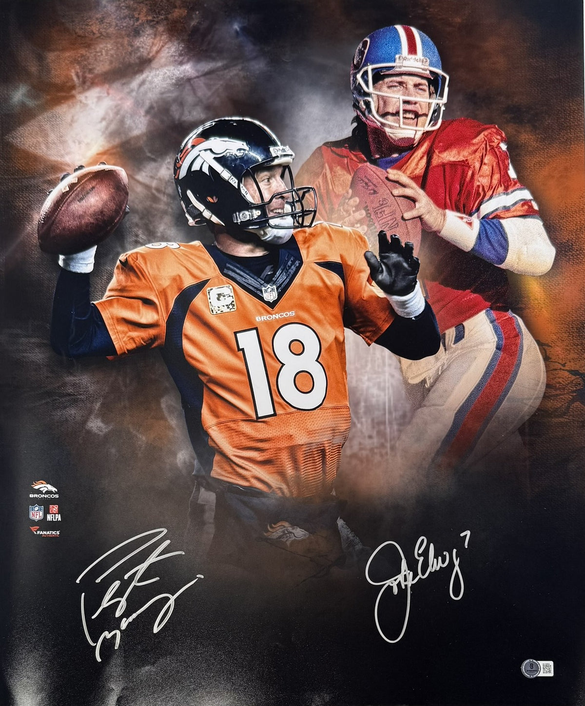 Peyton & John Elway Manning Denver Broncos Signed 20x24 Photo-Powers Sports Memorabilia