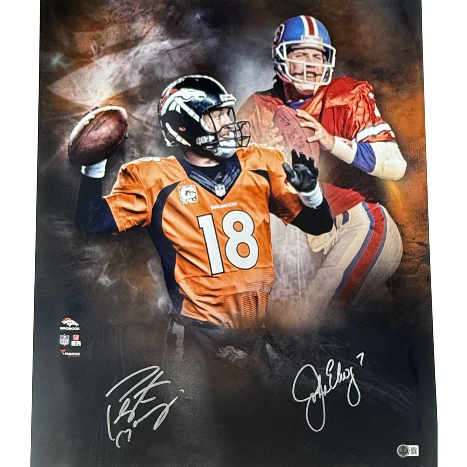 John Elway Peyton Manning Denver Broncos Signed 20x24 Photo AS IS-Powers Sports Memorabilia