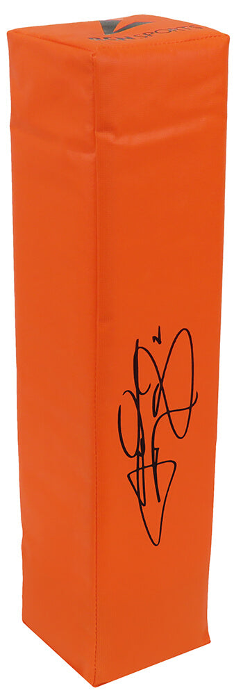 Johnny Manziel Autographed Orange Endzone Football Pylon-Powers Sports Memorabilia