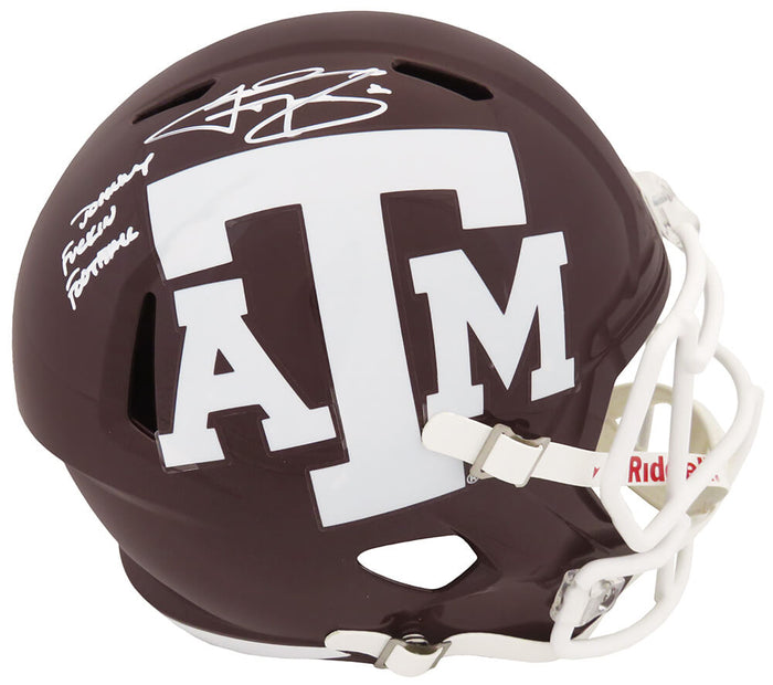 Johnny Manziel Autographed Texas A&M Maroon Riddell Full Size Speed Replica Helmet with Johnny F*^ckin Football-Powers Sports Memorabilia
