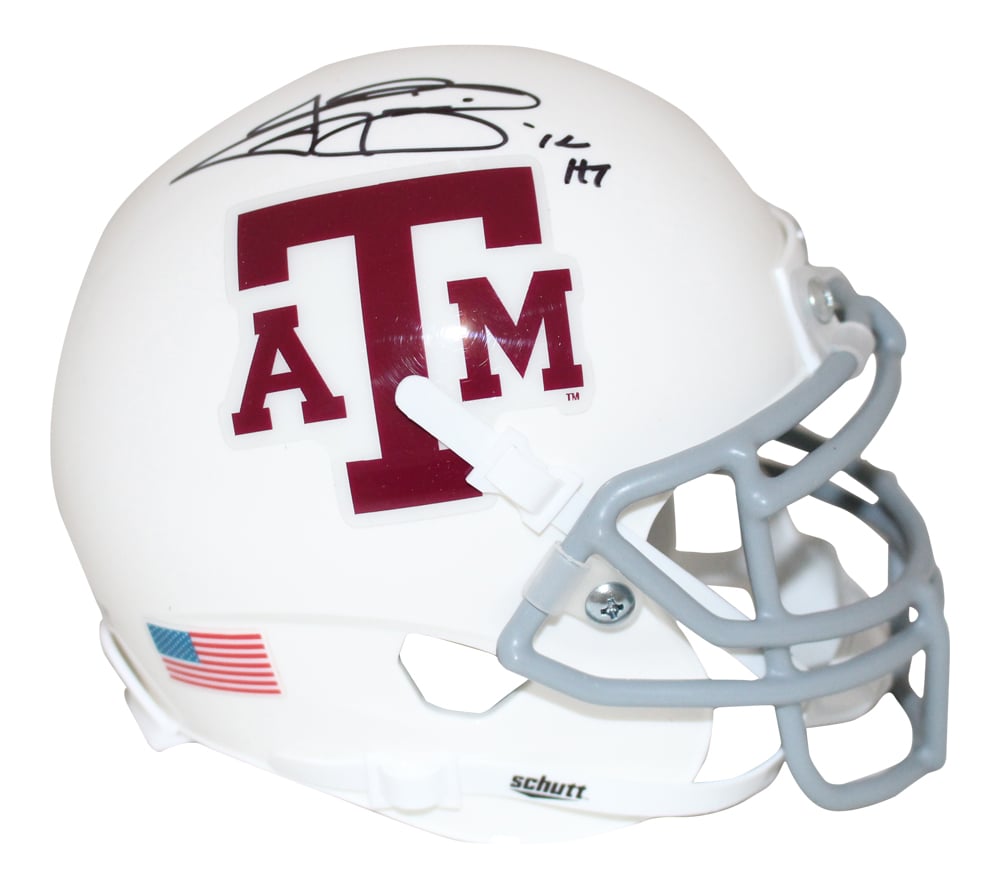 Johnny Manziel Texas A&M Aggies White Schutt Signed Mini Helmet HT BAS-Powers Sports Memorabilia
