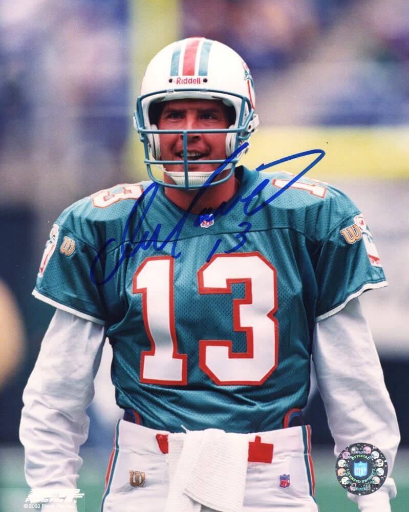 Dan Marino Autographed Miami Dolphins Teal Jersey Close Up 8x10 Photo-Powers Sports Memorabilia