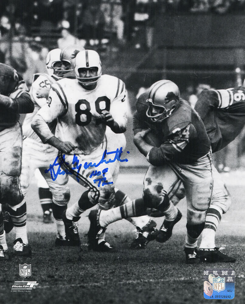 Gino Marchetti Indianapolis Colts Autographed vs Detroit Lions B&W 8x10-Powers Sports Memorabilia