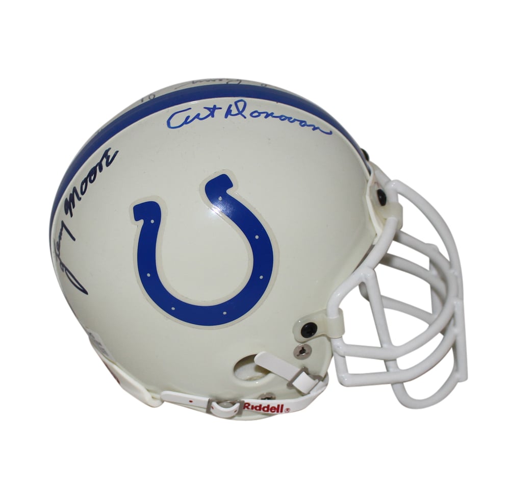 Marchetti Donovan Moore & Berry Baltimore Colts Signed Mini Helmet - Colts Authentic Beckett-Powers Sports Memorabilia