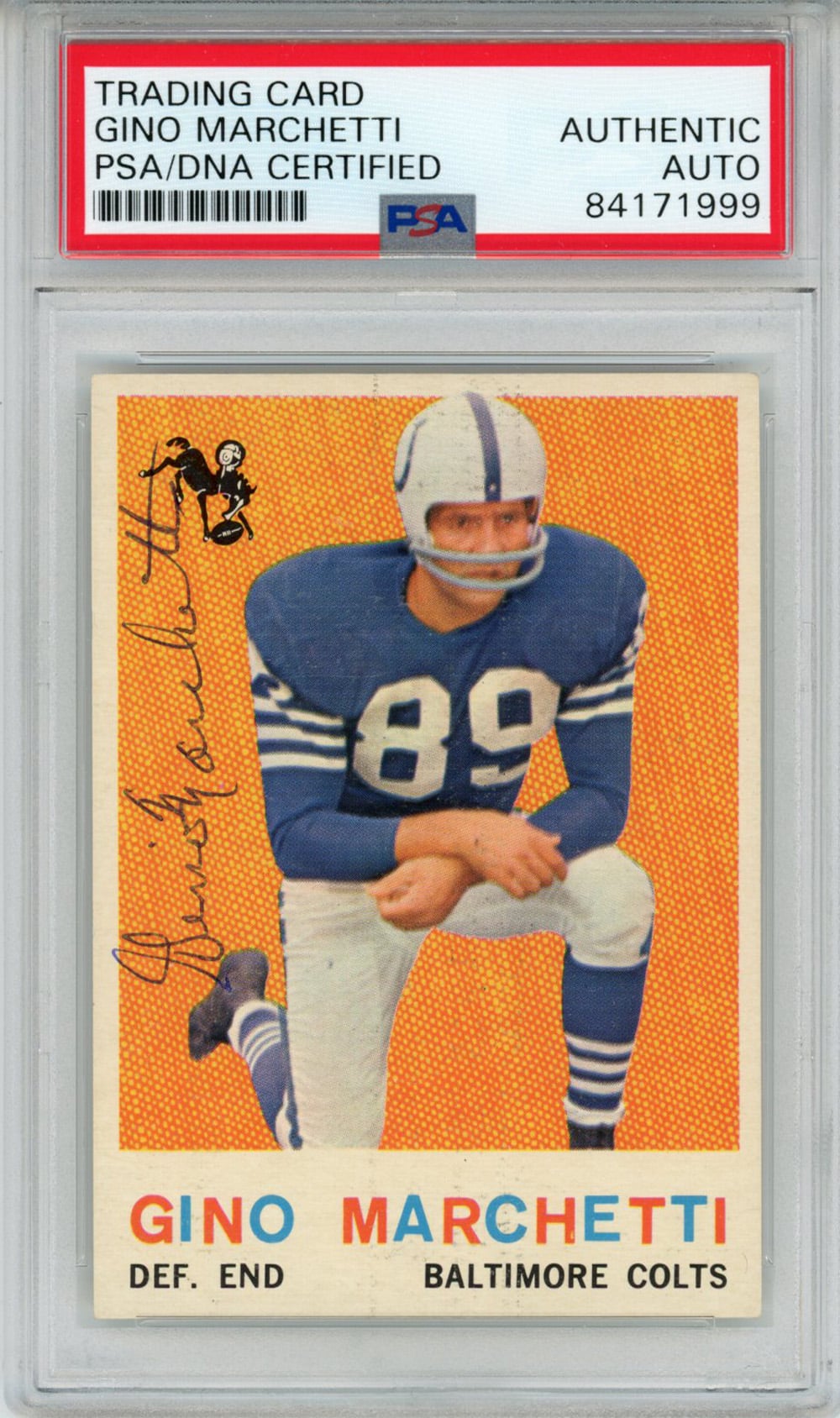 Gino Marchetti Baltimore Colts Signed Card - 1959 Topps #109 PSA Slab PSA-Powers Sports Memorabilia