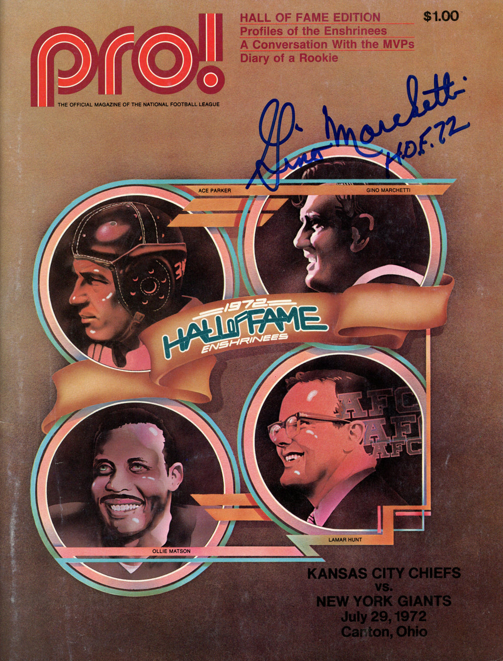 Gino Marchetti 0 Signed Magazine - 1972 Pro Magazine HOF Beckett Beckett-Powers Sports Memorabilia