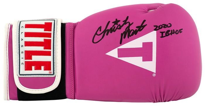 Christy Martin Autographed Title Pink & White Boxing Glove with 2020 IB HOF-Powers Sports Memorabilia