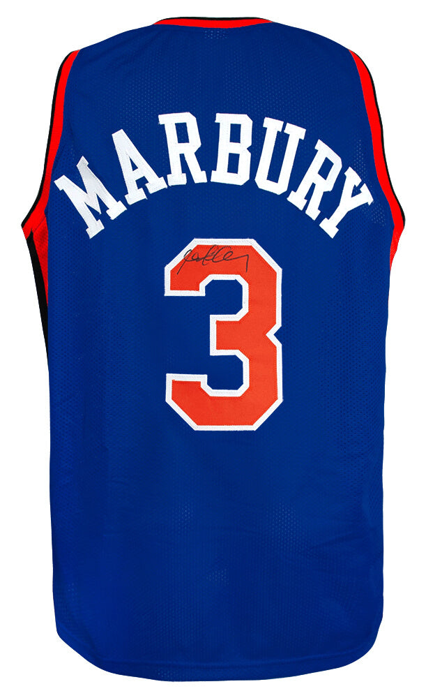 Stephon Marbury Autographed Blue Custom Basketball Jersey-Powers Sports Memorabilia