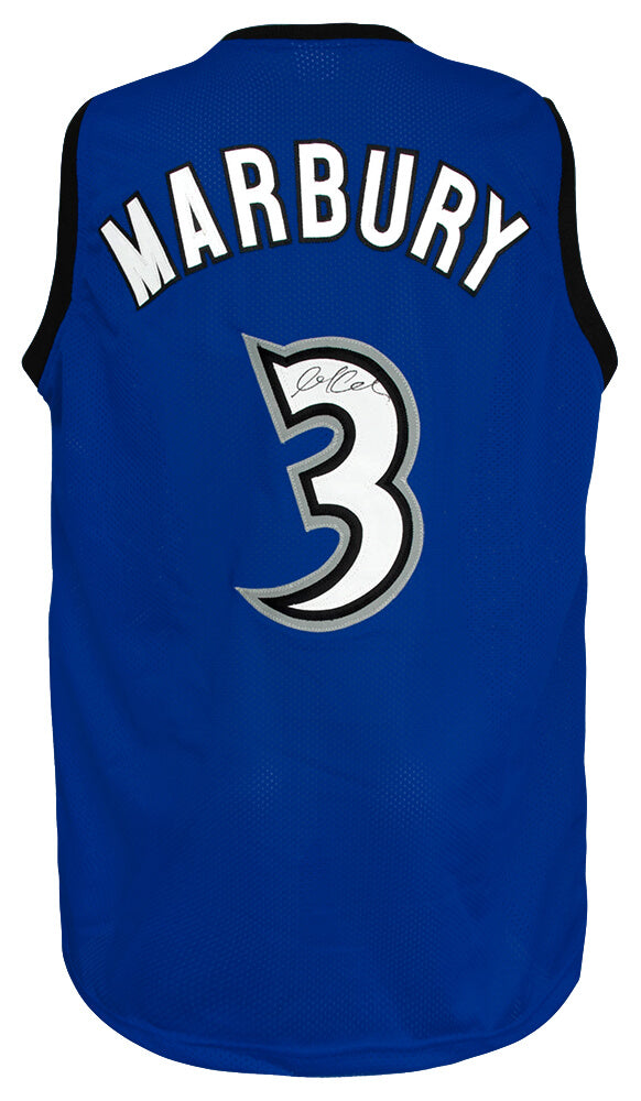 Stephon Marbury Autographed Blue Throwback Custom Basketball Jersey-Powers Sports Memorabilia